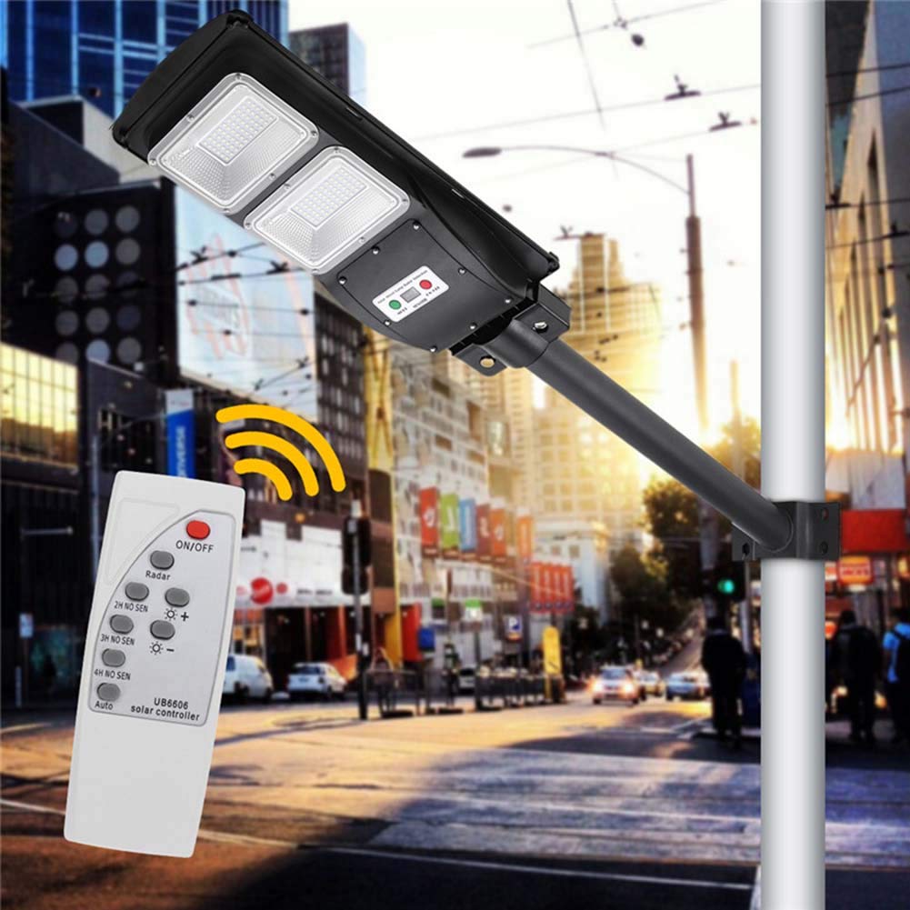 240LED Solar Street Light with PIR Motion Sensor & Radar Sensor - 60W Waterproof IP67 Outdoor Wall Lamp - Remote Control, Dusk to Dawn Lighting for Driveways, Gardens, Pathways, and Parking Areas