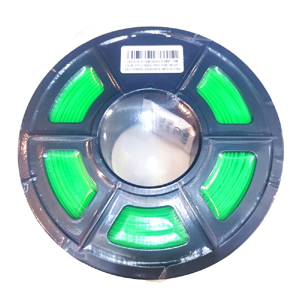 Premium 3D Printer Filament PLA 1.75mm - Glow in The Dark Filament 1KG (2.2 LBS) Spool - Apple Green Glow Green - Perfect for DIY Projects, Cosplay Props & Creative Nighttime Decorations