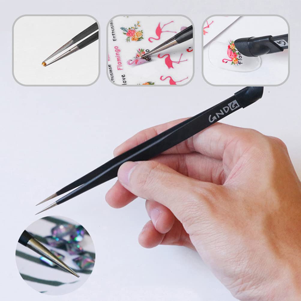 3Pcs Rhinestone Tweezers for Nails - Precision Jewel & Crystal Applicator Tool for Nail Art, Ingrown Hair, and Eyebrow Grooming - Perfect for DIY Manicures and Professional Salon Use