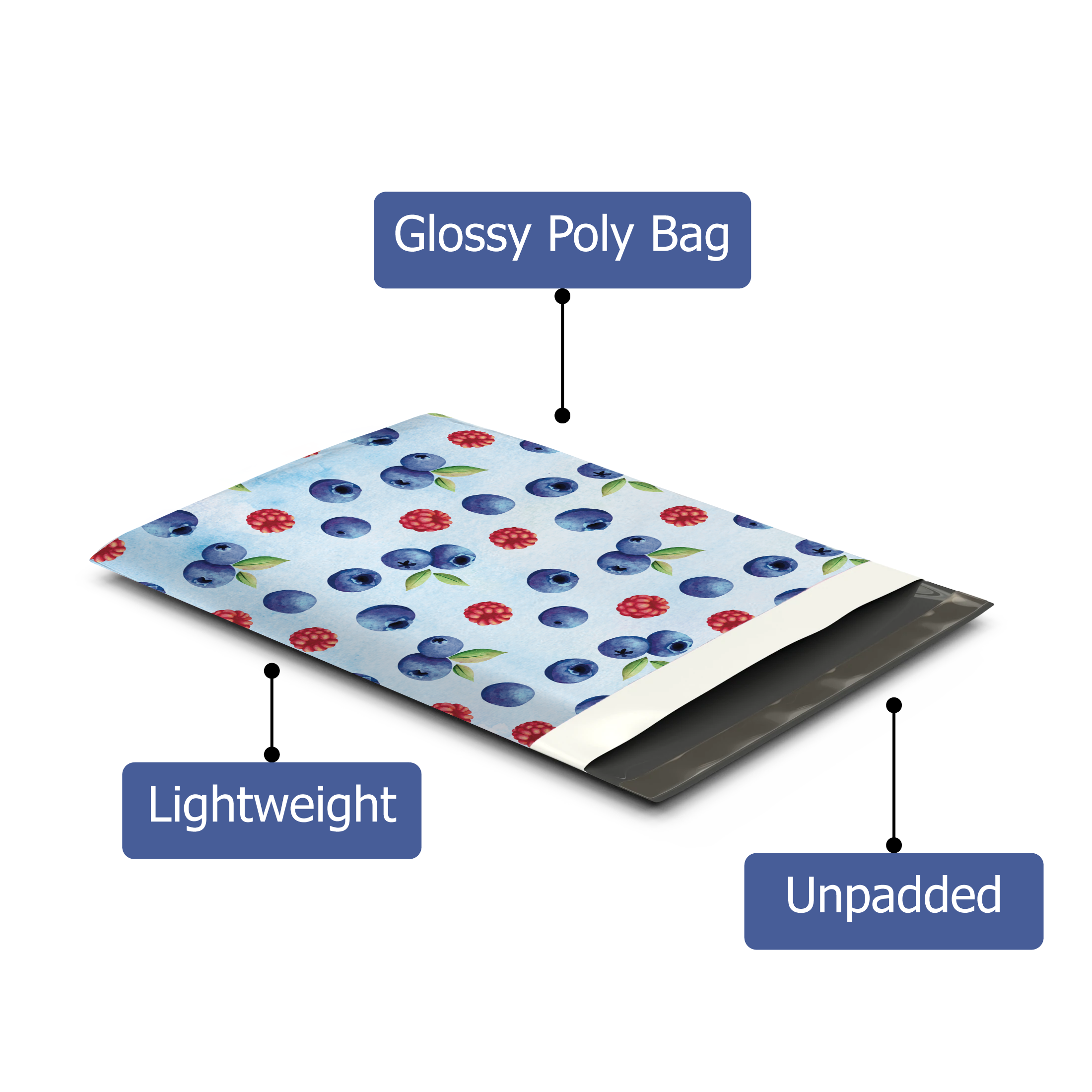 10x13 Summer Berries Printed Poly Mailers - Premium Designer Shipping Envelopes for Ecommerce, Subscription Boxes & Gift Packaging