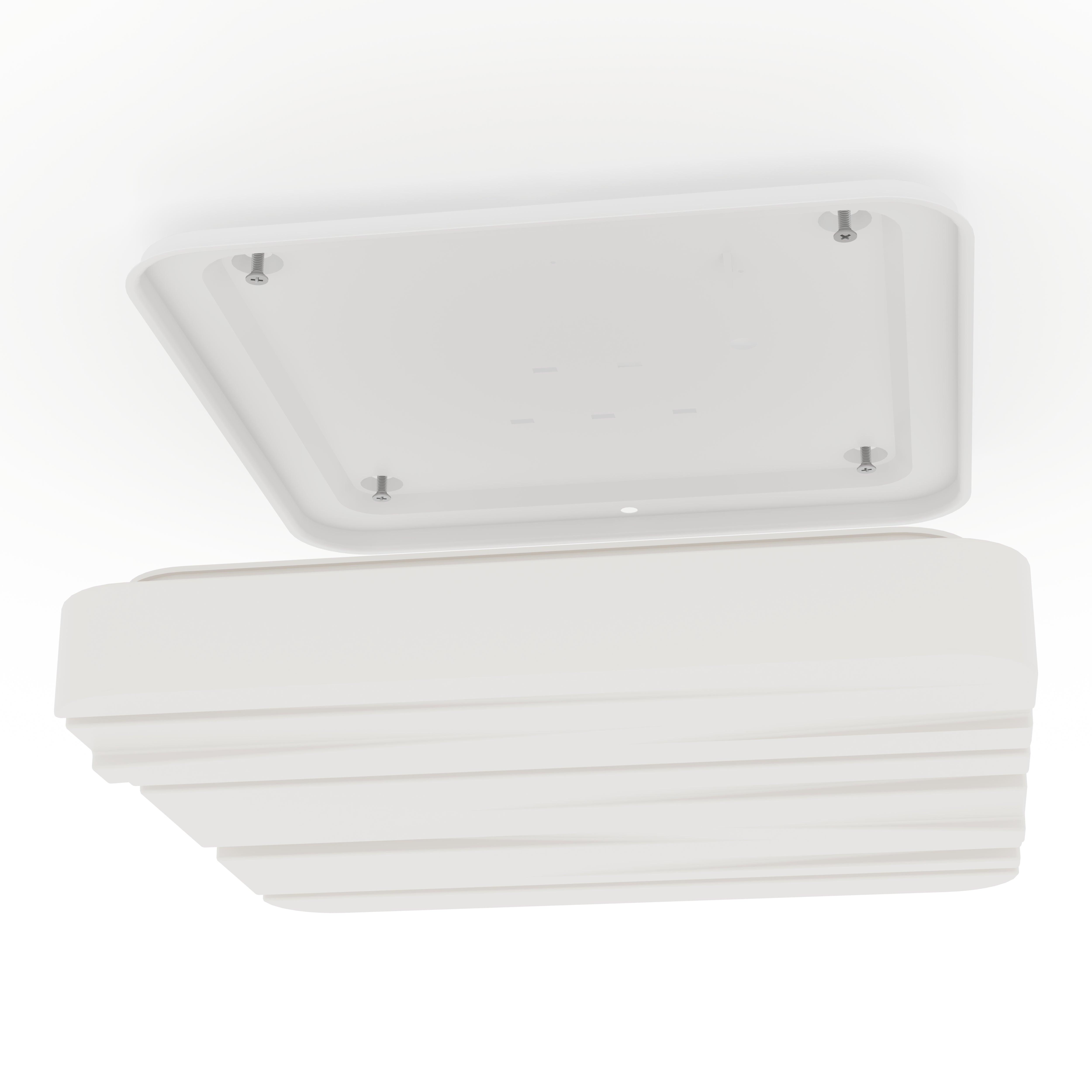 Eglo Ferentino 33cm LED Square Flush Mount Ceiling Light - Modern White Fixture for Kitchen, Bathroom & Bedroom Lighting