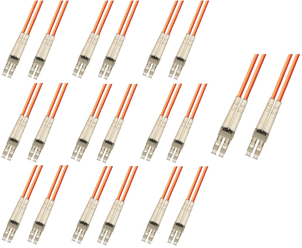 10 Pack 10M LC to LC Duplex Multimode Fiber Optic Cable (50/125μm) - Orange - High Speed Data Transmission for Network Switches, Servers & Data Centers