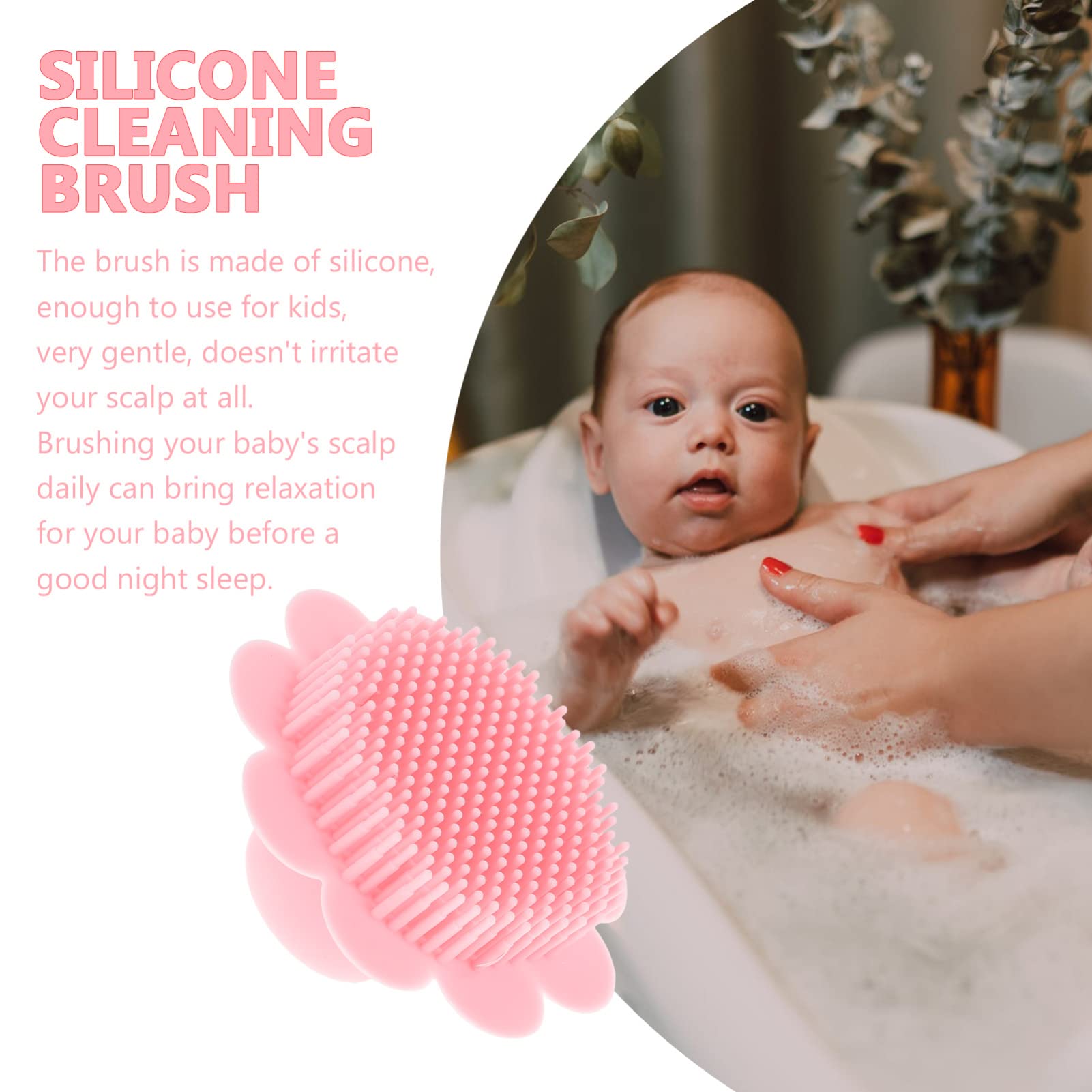 Baby Hair Brush & Scalp Exfoliator - Gentle Hair Massager & Dandruff Scrubber for Newborns, Toddlers & Kids (Pink) - Perfect for Bath Time & Sensitive Scalp Care