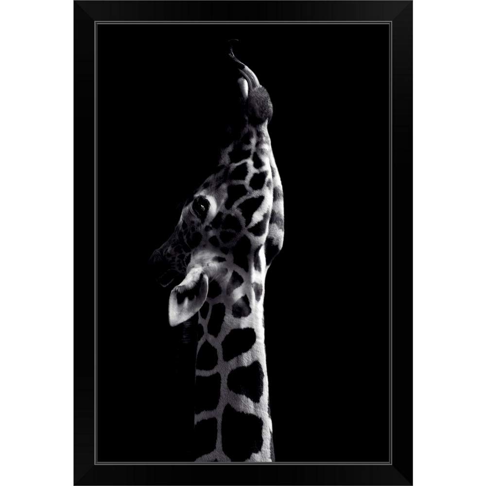 Dark Giraffe 2 Black Framed Wall Art Print - Modern Giraffe Painting for Living Room, Bedroom & Office Decor - Premium Animal Artwork for Home & Gifts