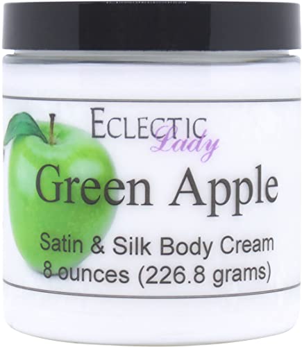 Organic Green Apple Satin & Silk Body Cream - 8 oz Hydrating Lotion for Dry Skin | Vegan, Cruelty-Free Moisturizer for Women - Perfect for Daily Use & Spa Nights