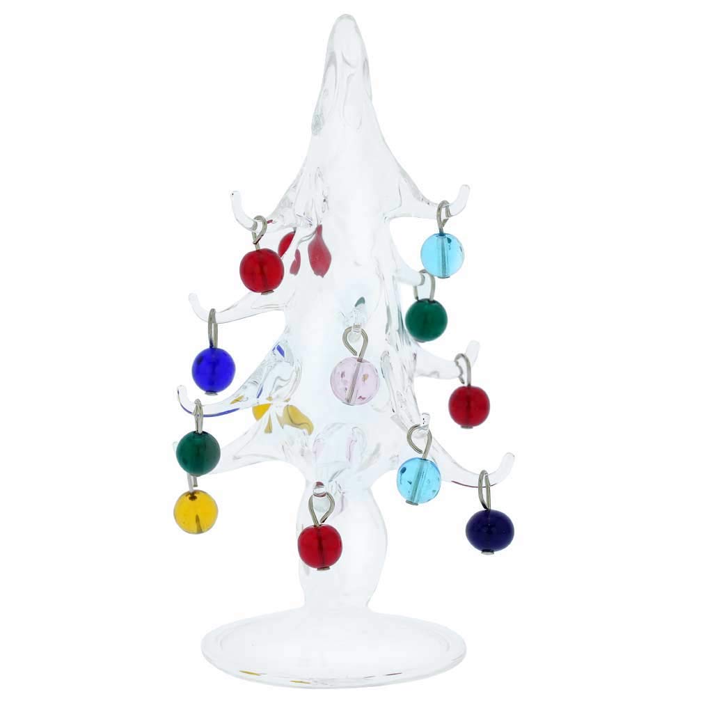 Handmade Murano Glass Christmas Tree with Ornaments - Venetian Holiday Decor for Home, Office & Gift Giving