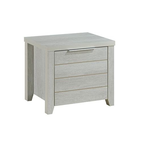 Modern White Ash Cielo Bedside Table with Drawer - Nightstand for Bedroom, Living Room, or Office - Compact Storage Solution with Sleek Design