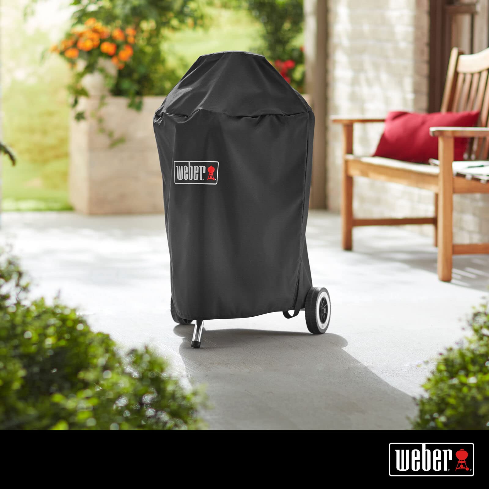 Weber 18-Inch Charcoal Grill Cover - Heavy Duty Waterproof BBQ Grill Cover for Weber Kettle Grills - Perfect for Outdoor Cooking, Backyard BBQs & Patio Protection