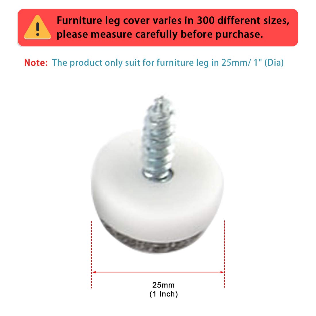 UXCELL 60PCS Felt Furniture Pads - Non-Slip Screw-In Chair Leg Protectors for Hardwood Floors, Desks & Dressers | Scratch Prevention & Noise Reduction for Home & Office Use