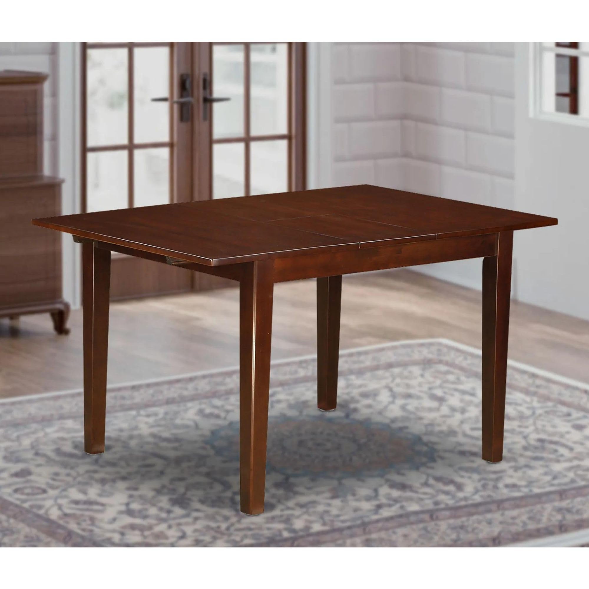 East West Furniture MLT-MAH-T Milan Dining Table - 36x54 Inch Mahogany Rectangle Kitchen Table with Butterfly Leaf Extension | Perfect for Family Dinners & Entertaining Guests
