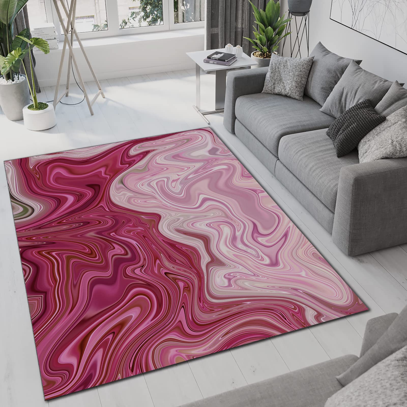 Modern Abstract Print Area Rug - Soft & Durable 3x5ft Non-Slip Living Room Rug, Stylish Bedroom Carpet for Home Decor - Perfect for Living Spaces, Bedrooms, Terrace & Balcony Use