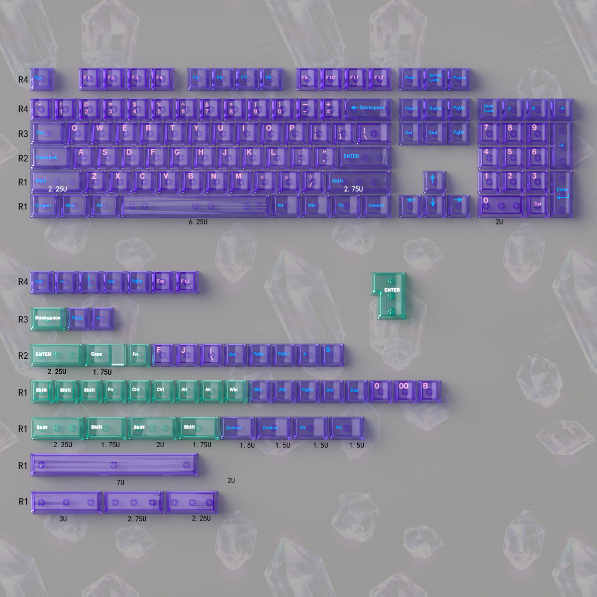 Premium PC Material UV Printed Mechanical Keyboard Keycaps - High Color Transparency, OEM Quality Keycap Set for Gaming & Typing