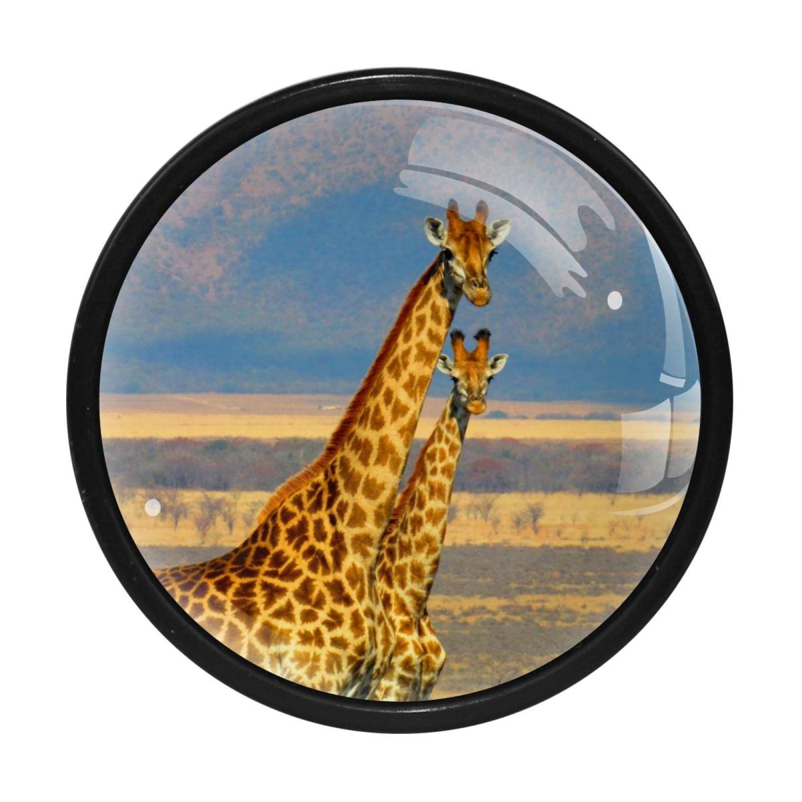 GIAPB 4-Pack Giraffe-Themed Cabinet Handles & Drawer Knobs - Animal Print Dresser Hardware for Kids Room, Nursery Furniture & DIY Home Decor