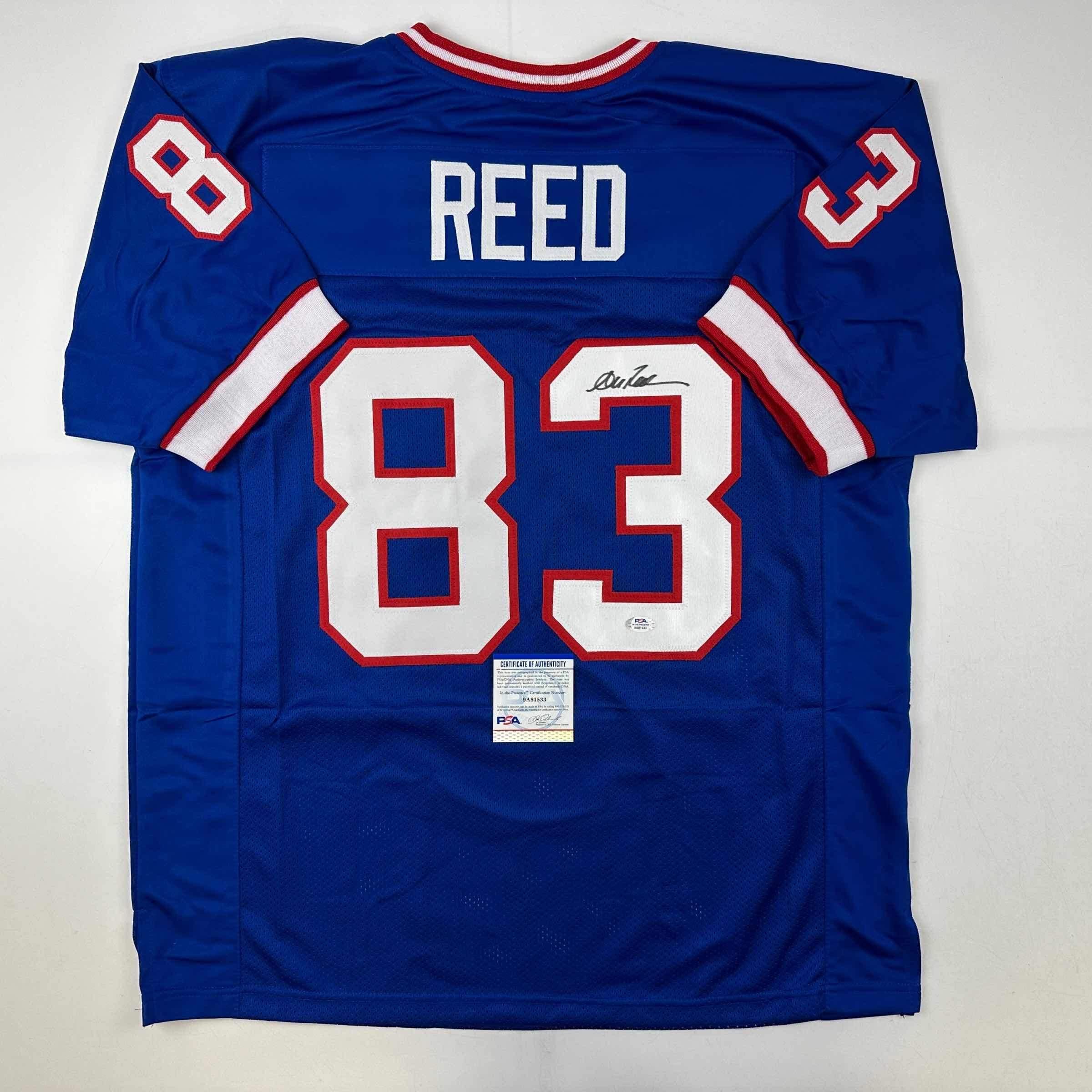 Authentic Autographed Andre Reed Buffalo Bills Blue Football Jersey with PSA/DNA COA - Perfect for NFL Memorabilia Collectors and Sports Fans Display