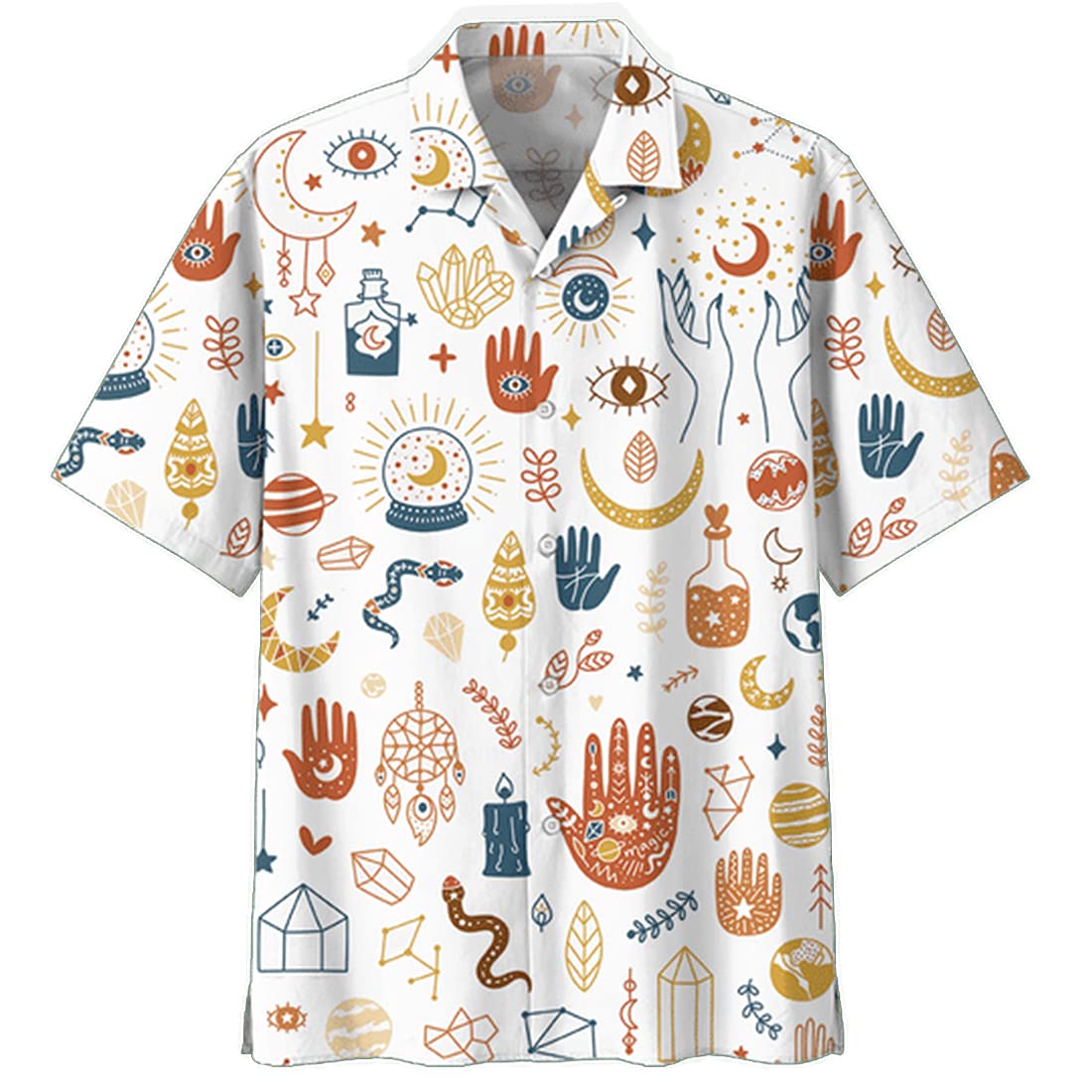 Men's Tarot Hawaiian Shirts - Short Sleeve Button Down Summer Shirts with Mystical Design | Perfect for Beach Vacations, Luau Parties & Casual Wear