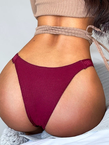 ZASUWA Women's Ribbed Letter Print Underwear - Soft Cotton Panties for Everyday Comfort & Casual Wear