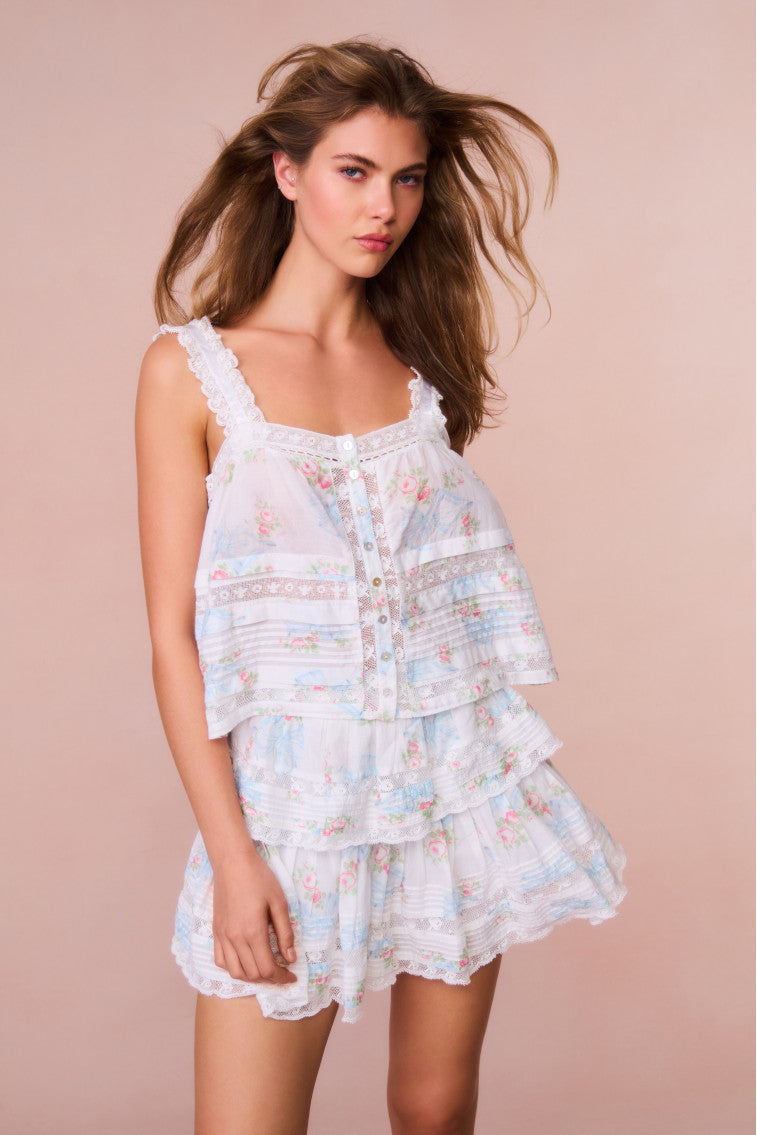 Elegant Ruffle Mini Skirt for Women - Floral Lace A-Line Skirt for Party, Wedding, Date Night & Special Occasions