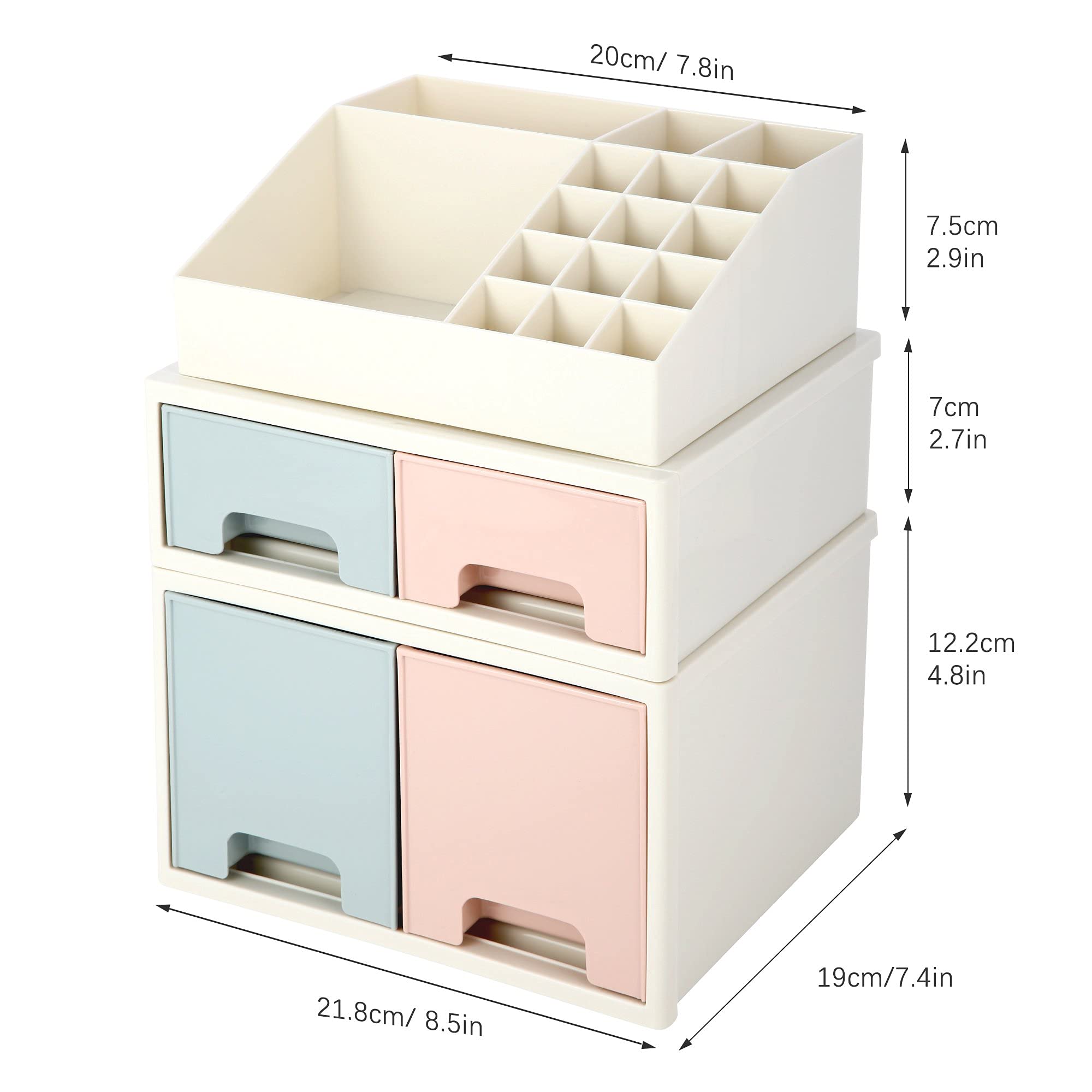 4-Drawer Stationery & Cosmetic Organizer Box - 16 Slots for Pens, Cards, Office Supplies - Perfect for Home & Office Organization