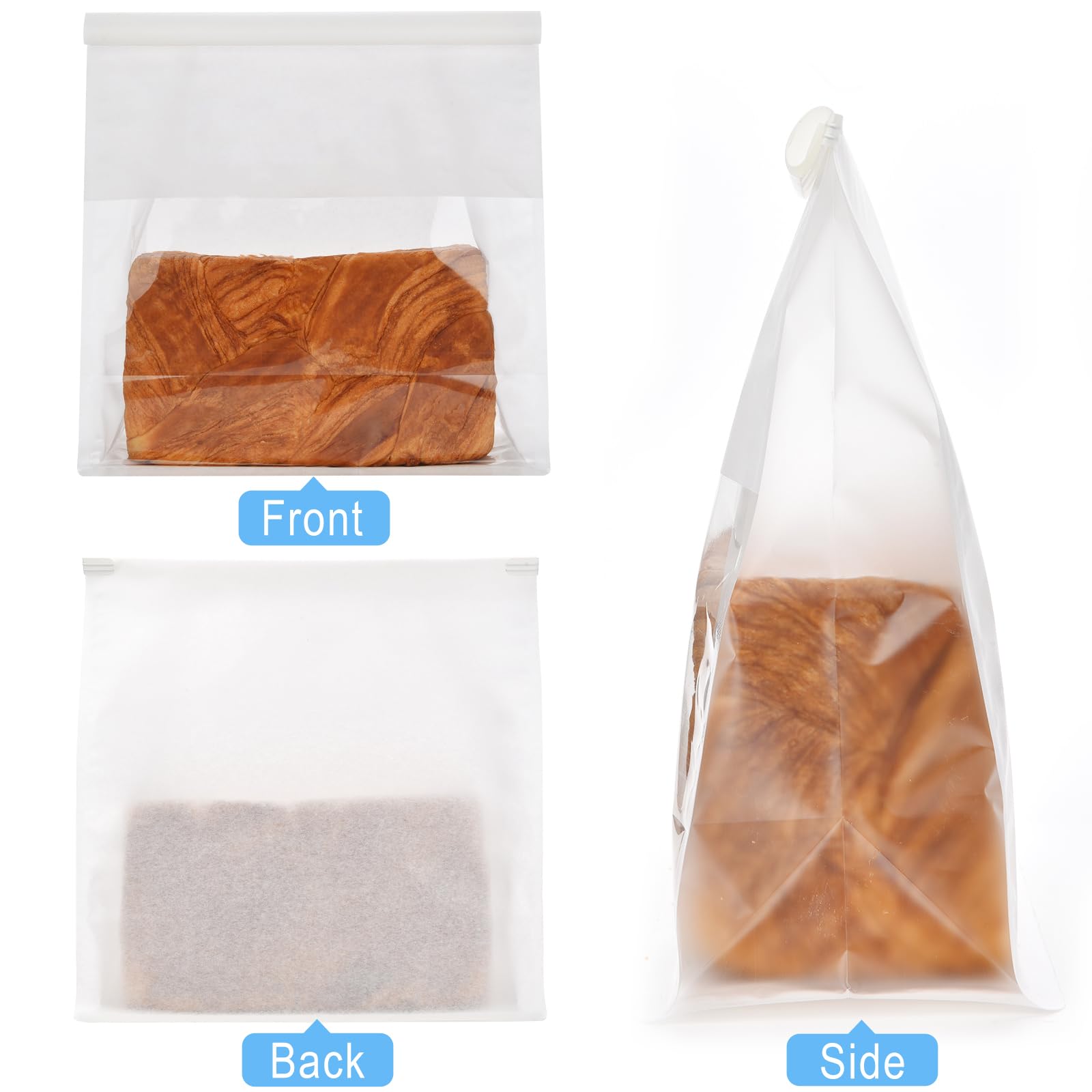 Funcoo 50 Pcs White Paper Bread Bags with Window - 11