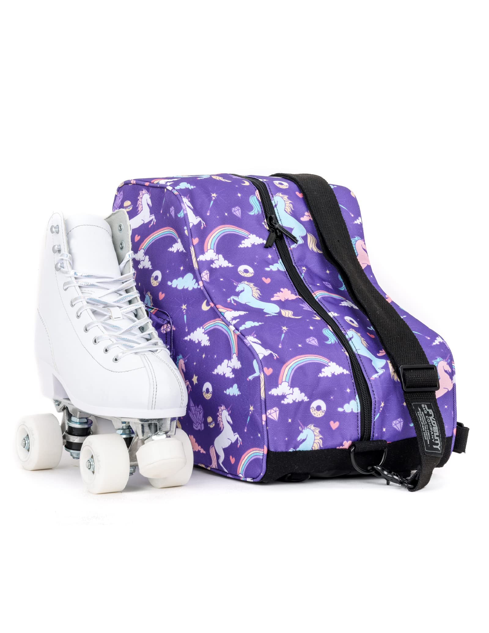 Fydelity Roller Skate Backpack for Women & Girls - Durable Checkered Rainbow Black Ice Skating Bag - Perfect for Rink, Park & Travel Accessories