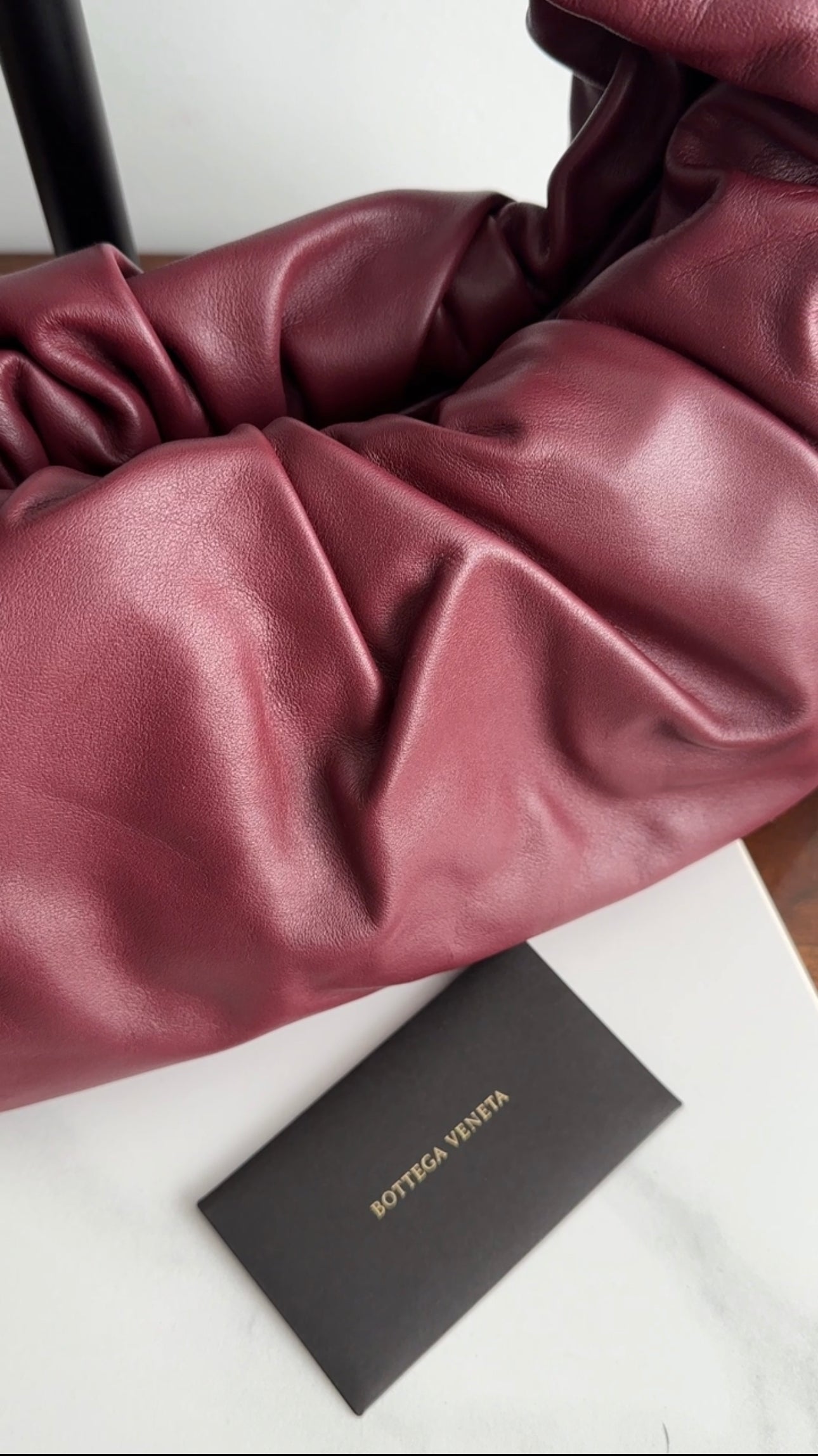Bottega Veneta Burgundy Pleated Leather Shoulder Pouch Bag for Women | Luxury Crossbody Purse for Work, Travel & Evening Events