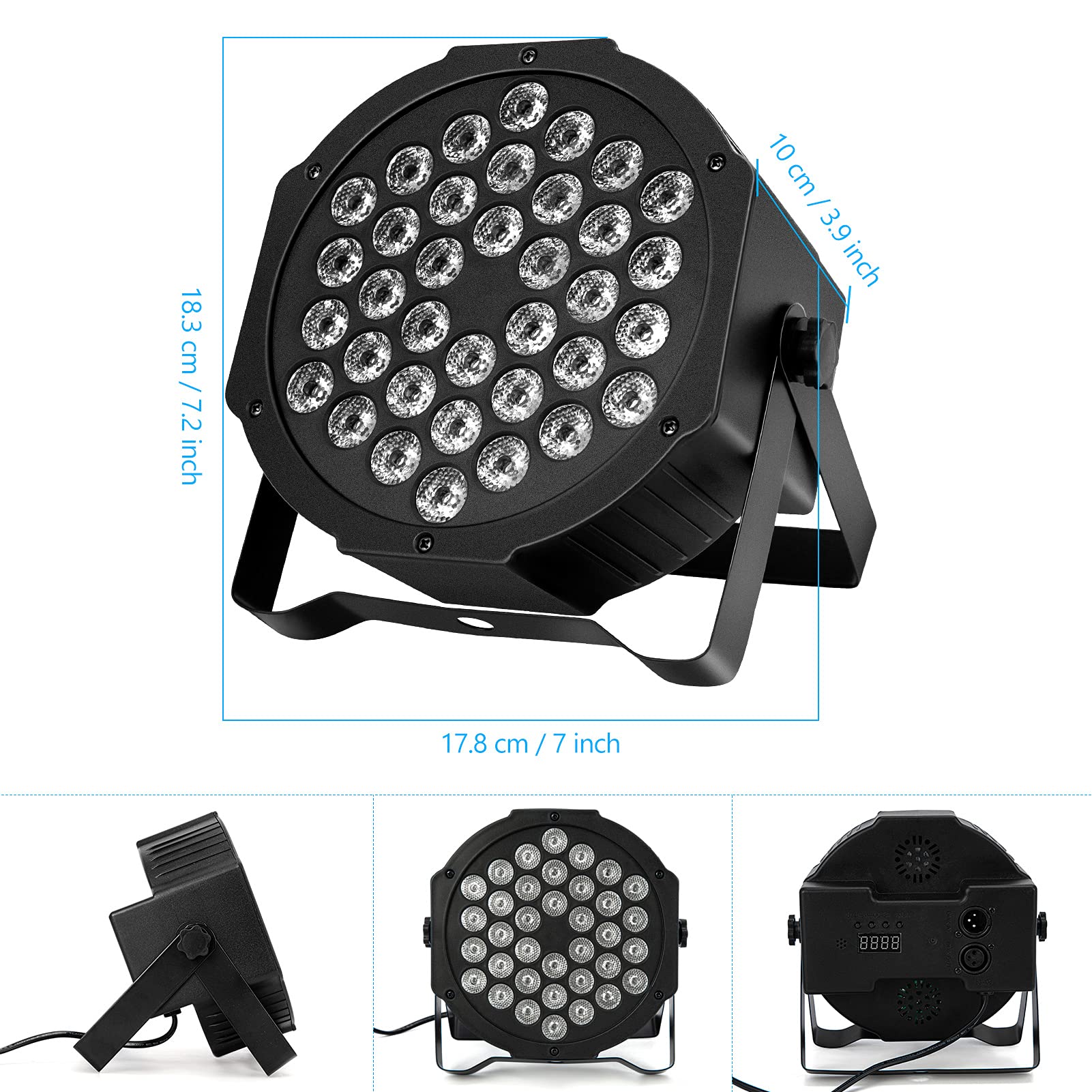 Litake 36 LED Stage Lights - DMX & Remote Controlled DJ Par Lights with Sound Activation | Perfect for Wedding Dance Floors, Live Shows & Party Lighting (6-Pack)