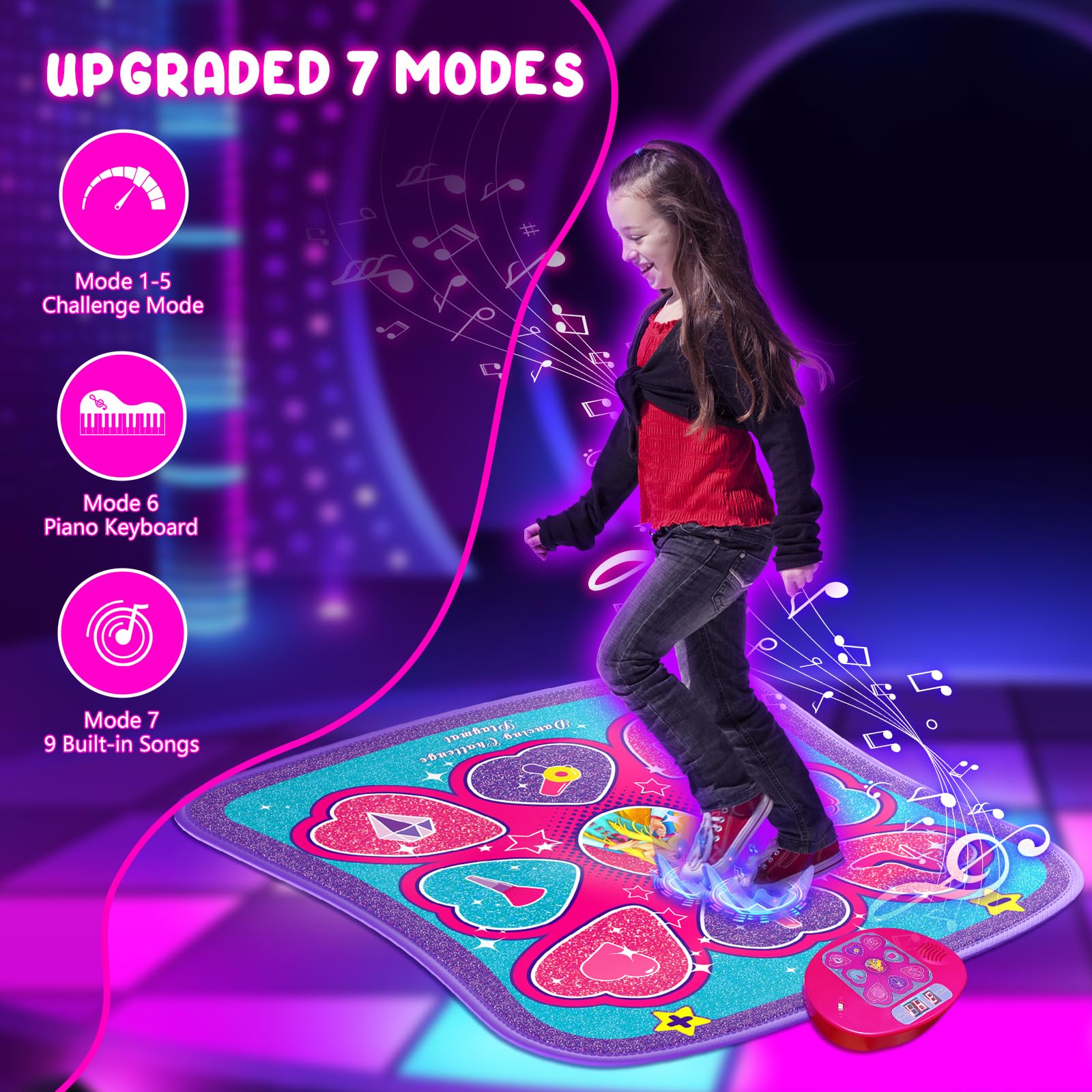 Best Dance Mat for 1 Year Old Girls - Pink & Blue Non-Slip Play Mat for Toddlers - Perfect for Birthday Gifts, Indoor Playtime & Early Childhood Development