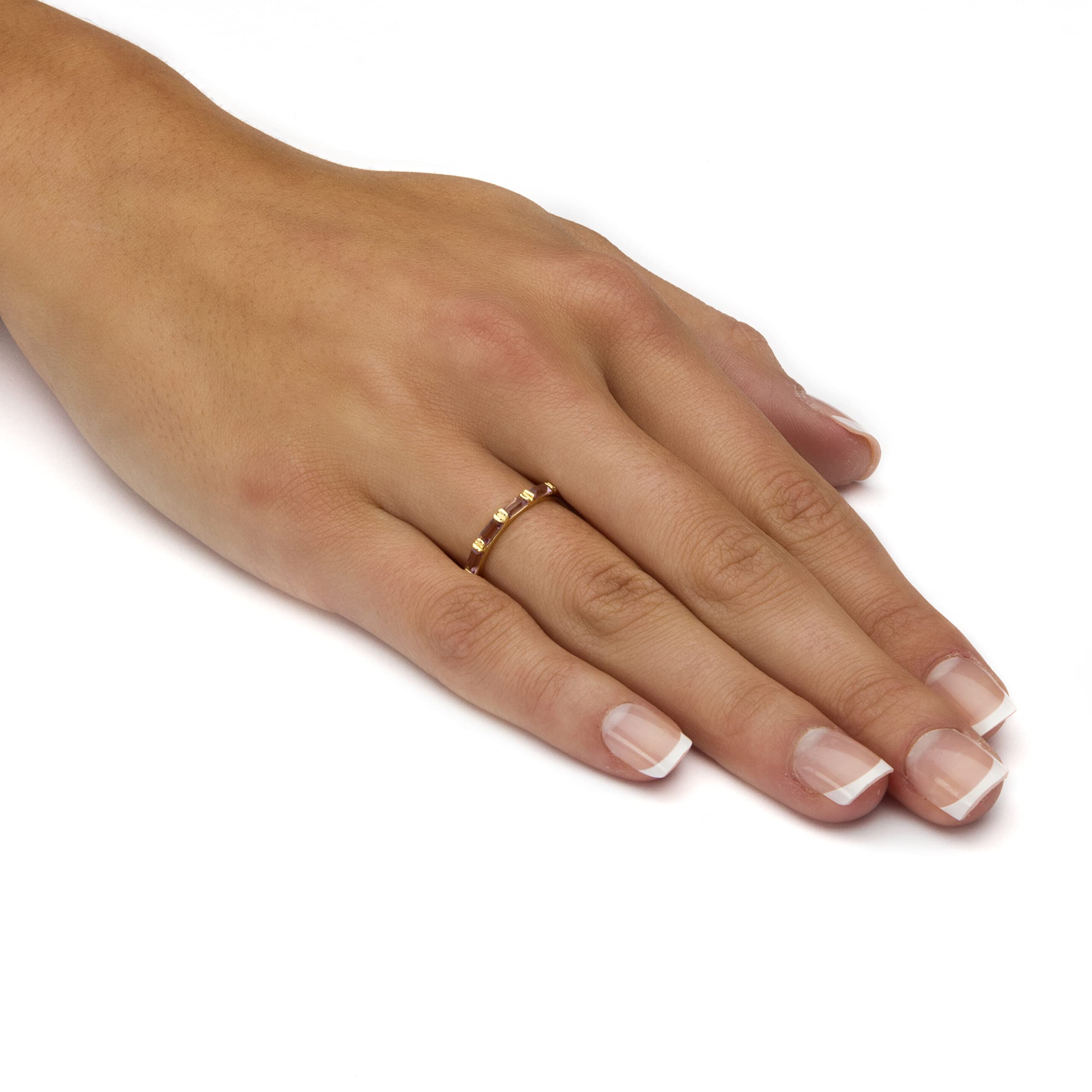 Palm Beach Jewelry Birthstone Eternity Band - 14K Gold Plated Stackable Ring for Women | Perfect for Anniversary Gifts, Mother's Day & Everyday Elegance