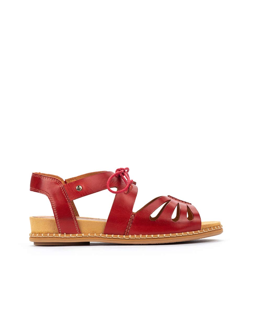 PIKOLINOS Women's Leather Flat Sandals - Marazul Coral | Comfortable & Stylish for Beach, Vacation & Summer Outfits