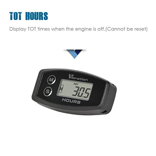 Jayron Digital Hour Meter with Vibration Activation - Maintenance Reminder & Resettable Job Timer for Generators, Marine Engines, ATVs, Lawn Mowers | User Lock Shutdown Feature | Perfect for Equipment Monitoring in Construction, Agriculture and Industrial Workplaces