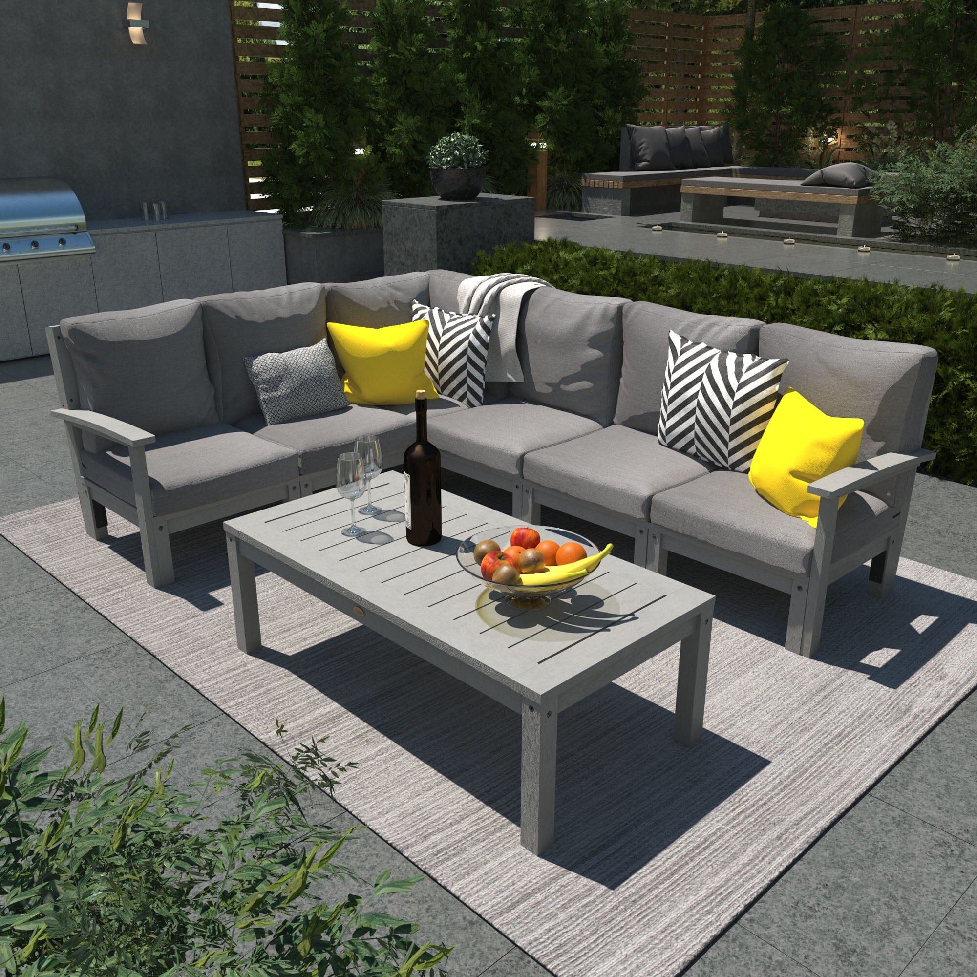 Custom 7-Piece Deep Seating Sectional Sofa Set with Conversation Table - Luxury Modular Living Room Furniture for Family Gatherings & Entertaining Guests