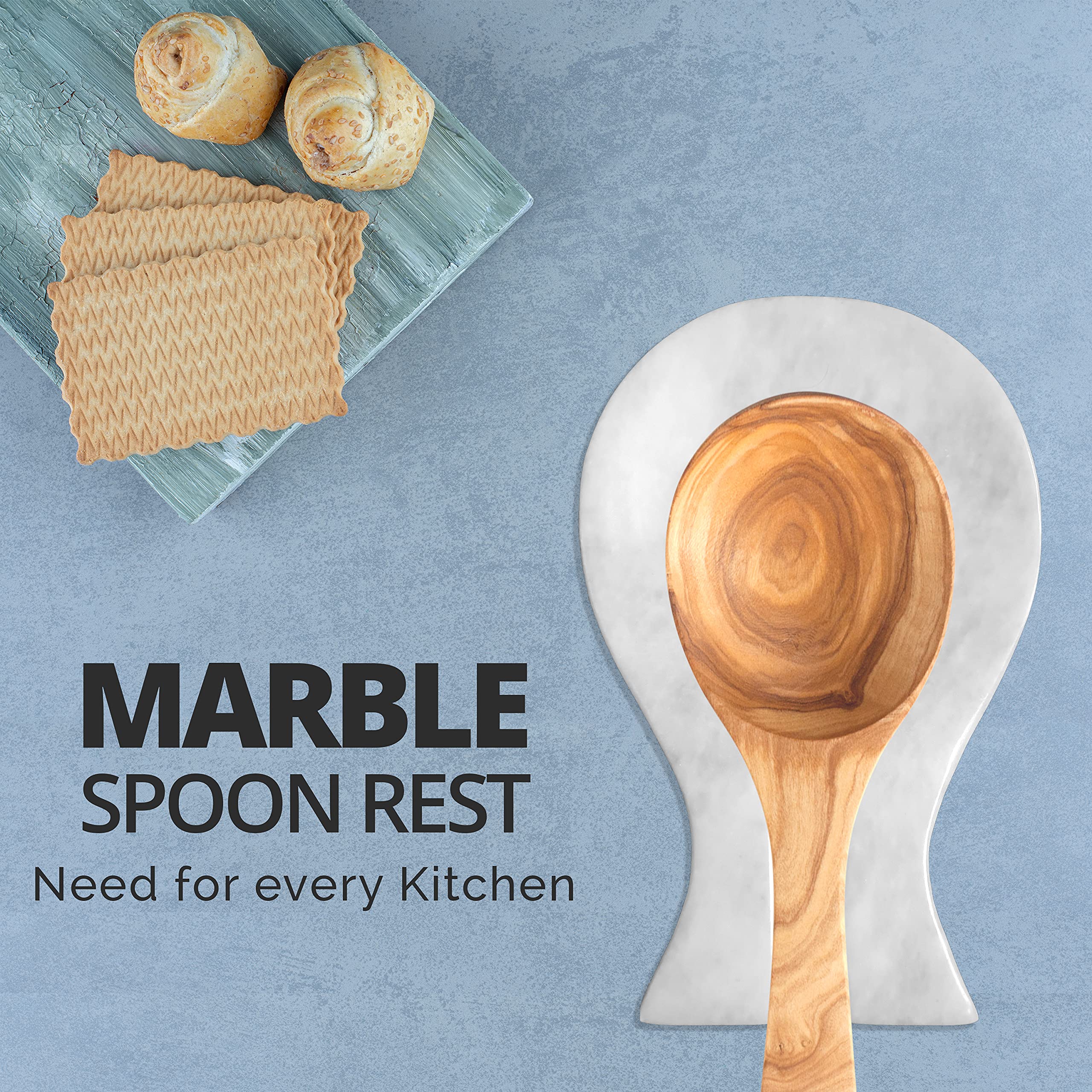 Premium Handmade Cloud White Marble Spoon Rest - Elegant Kitchen Counter Organizer, Spatula Holder & Unique Housewarming Gift for Cooking Enthusiasts - Perfect for Modern Kitchens & Dinner Party Hosting