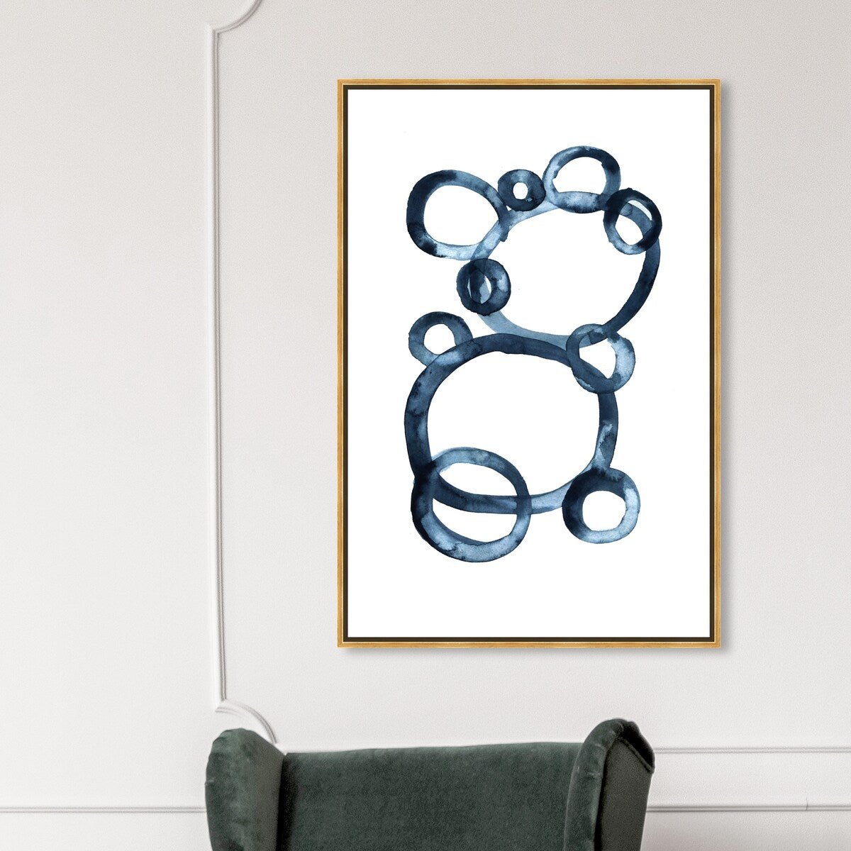 Bear Bubbles Canvas Wall Art - Modern Baby Bear Finger Painting Nursery Decor - White Framed Contemporary Print for Boys Room - Perfect for Kids Bedroom, Playroom & Baby Shower Gift