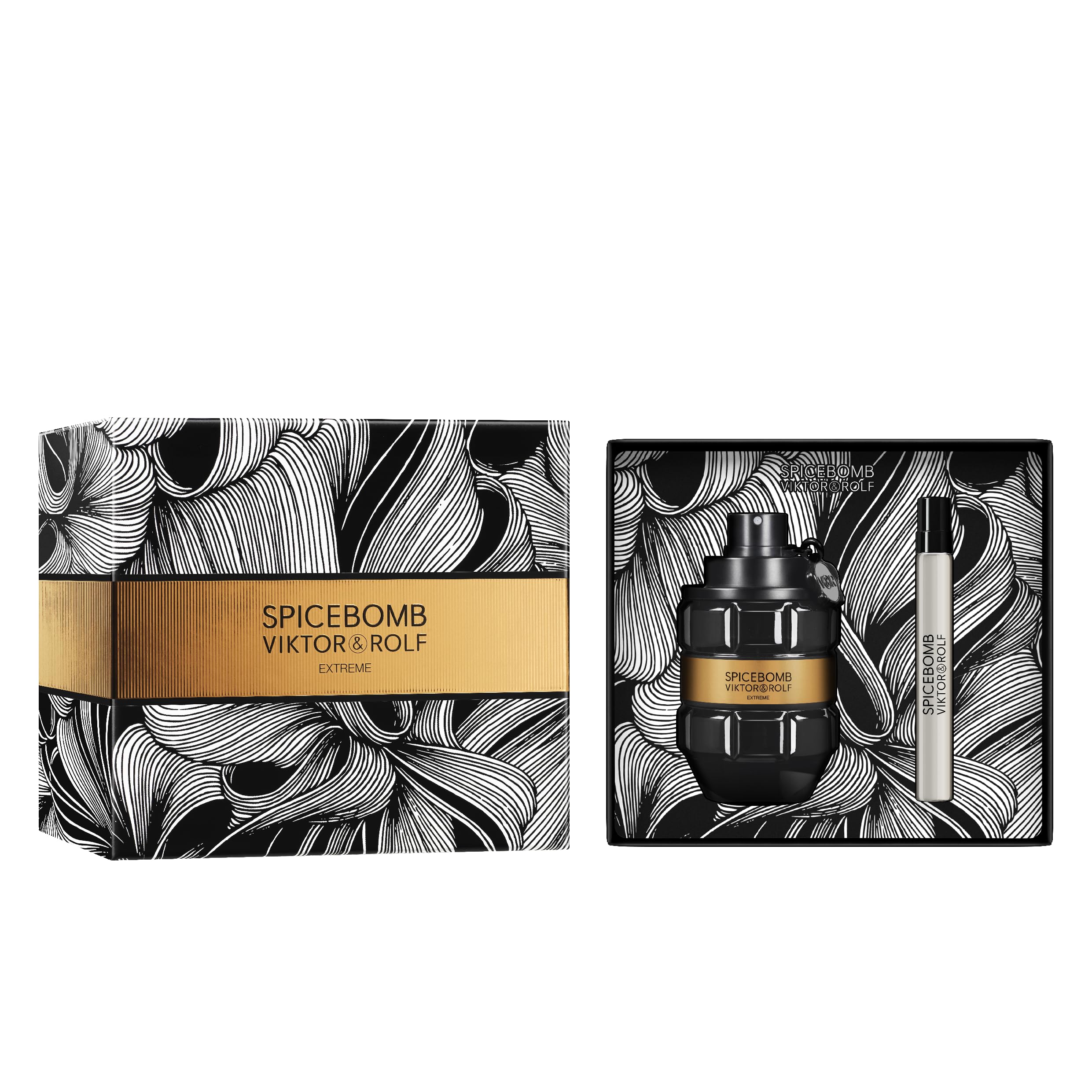 Viktor&Rolf Spicebomb Extreme Eau de Toilette for Men - Woody Spicy Cologne with Citrus & Tobacco Notes - 3 oz + 0.33 oz Travel Size Gift Set - Perfect for Date Nights, Special Occasions & Gifting