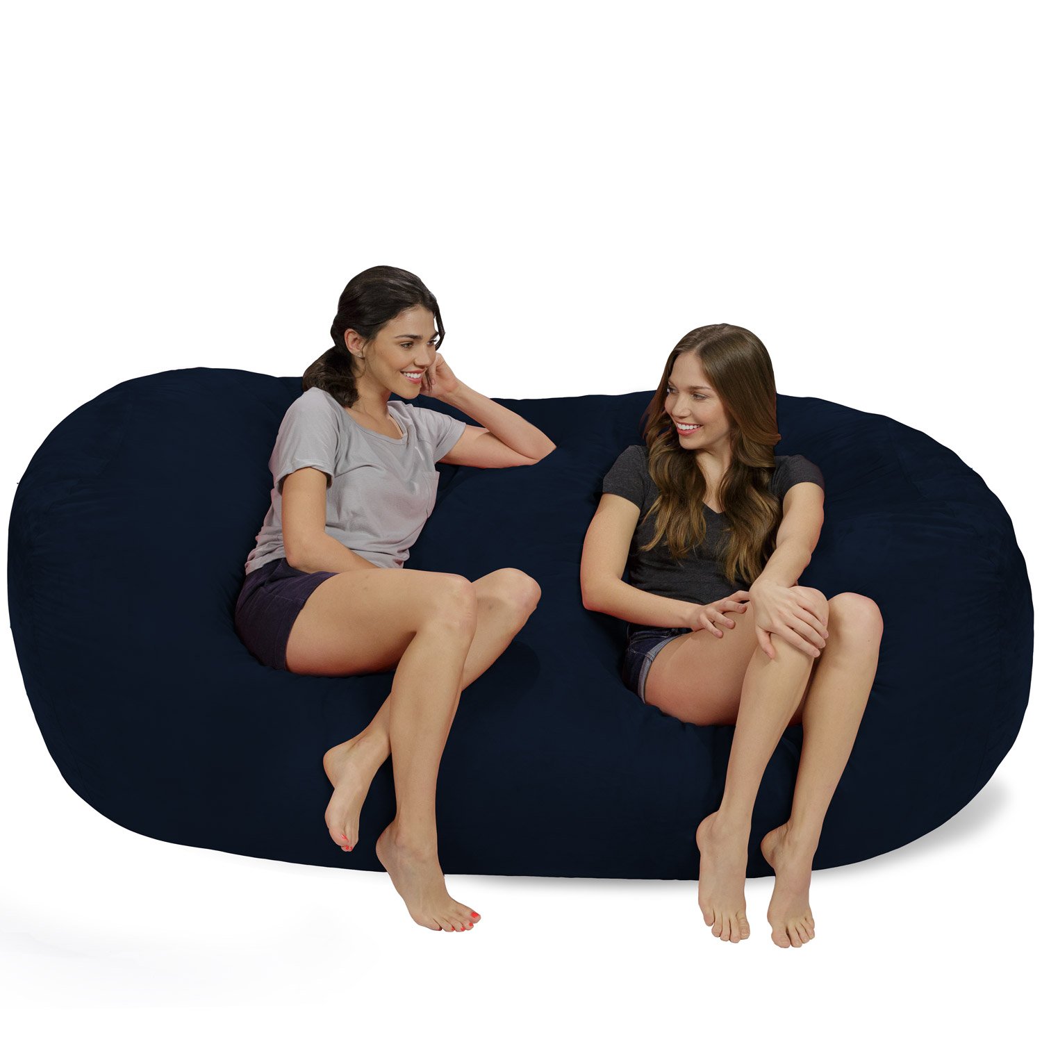 Chill Sack 7.5-Feet Memory Foam Bean Bag Chair - Ultra Soft Navy Blue Lounger for Adults & Teens - Perfect for Gaming, Movie Nights, Dorm Room & Living Room Relaxation