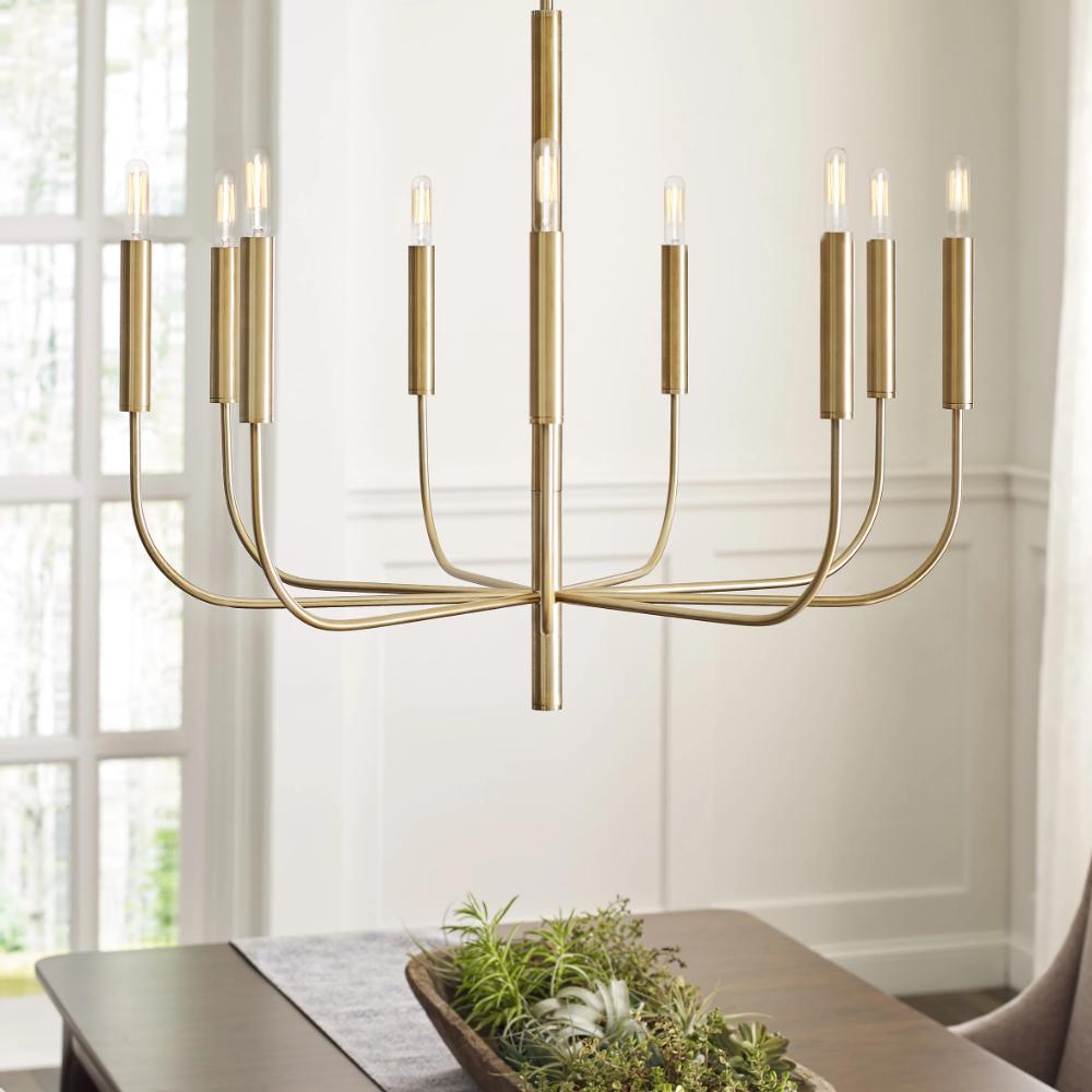 Grange Chandelier - Elegant Farmhouse Lighting Fixture for Dining Room, Living Room & Bedroom | Rustic Ceiling Light with Crystal Accents