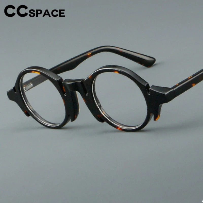 CCspace Women's Full Rim Round Acetate Eyeglasses Frame 303370 - Stylish & Lightweight for Work, Reading & Everyday Wear