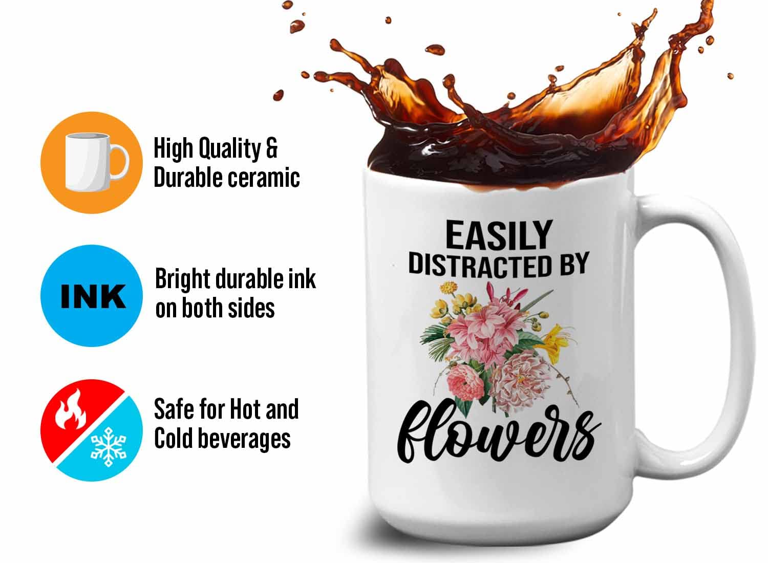 Bubble Hugs 15oz White Gardening Coffee Mug - Funny Gardener Gift for Plant Lovers - Perfect for Morning Coffee in the Garden or Office Desk Decor