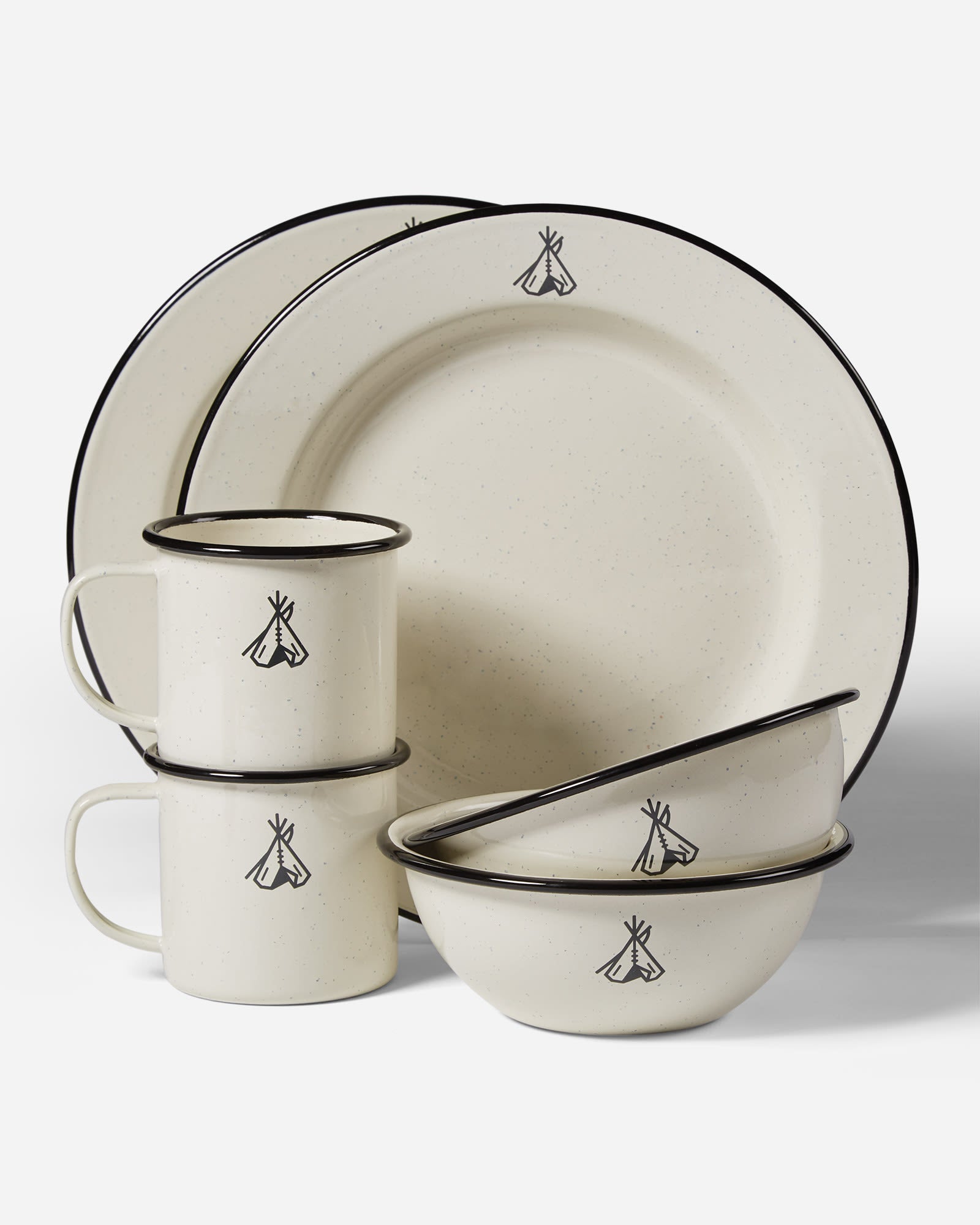 Vintage Style Enamelware Dishes - Tepee Camp Pendleton Collection | Durable & Lightweight for Camping, Picnics & Outdoor Adventures
