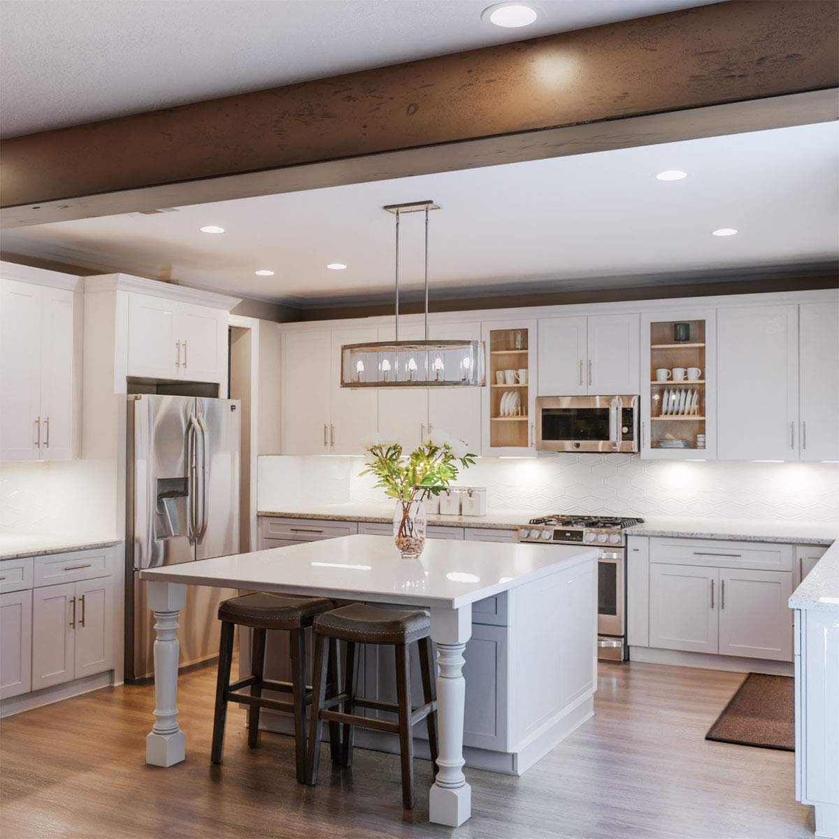 Ekena Millwork BMKP3C0040X040X096ZD 3-Sided U-Shaped Knotty Pine Endurathane Faux Wood Ceiling Beam - 4