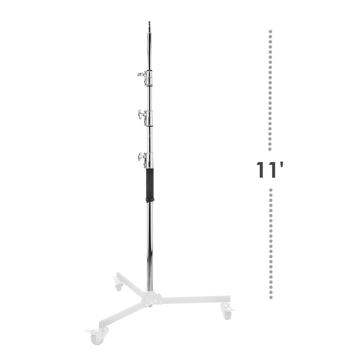 Flashpoint Folding Wheeled Base Stand - Black/Chrome-Plated 11 Foot Heavy Duty Light Stand for Photography & Video Studio Equipment - Perfect for Studio Lights, Backdrops & Portable Shooting