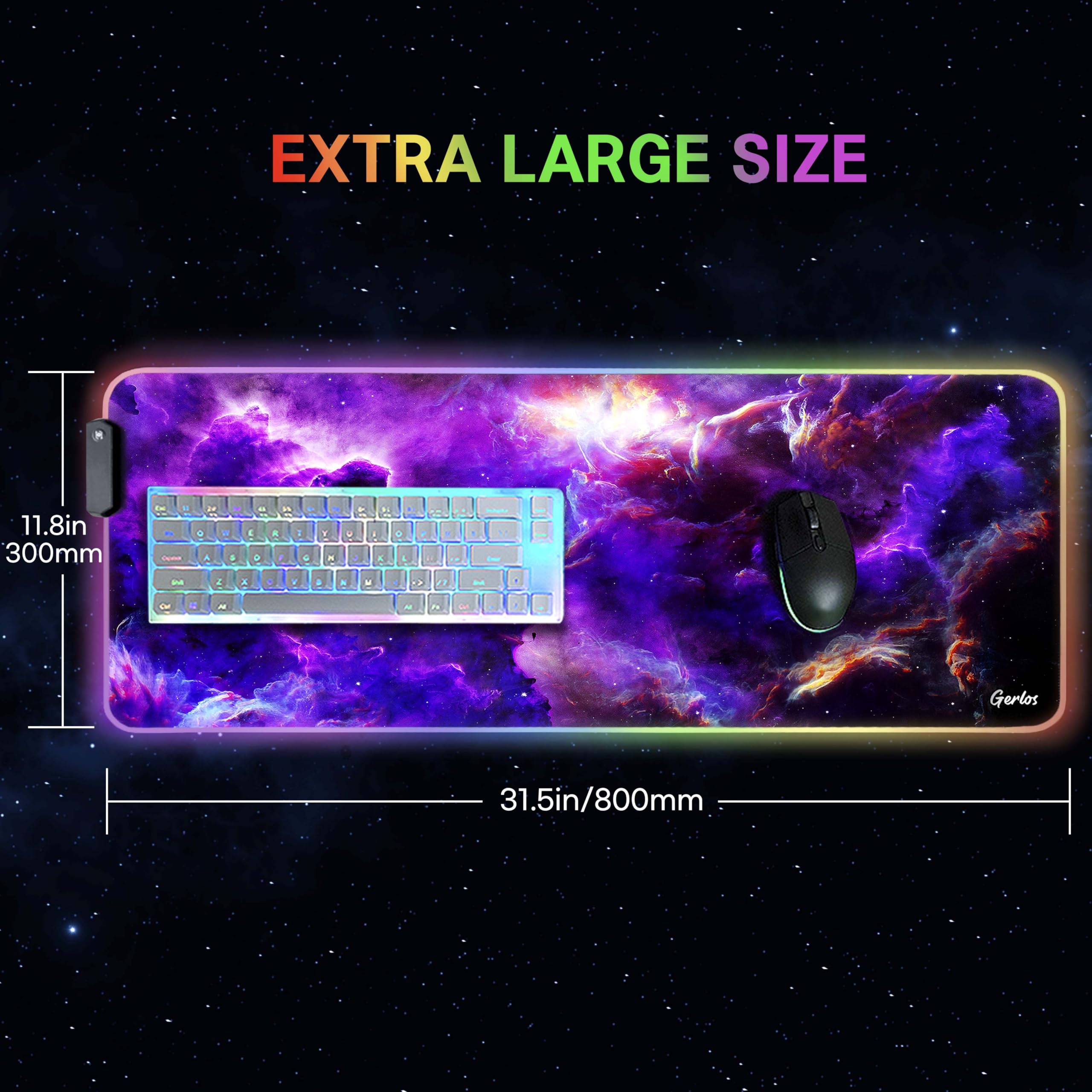 RGB Gaming Mouse Pad - Large 31.5×11.8 Inch LED Mouse Mat with Non-Slip Rubber Base & Water Resistant Surface | Extended Keyboard Pad for PC, Laptop, Office & Gaming Setup | Perfect for Esports, Work & Home Computer Use