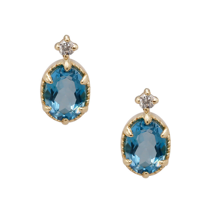 London Blue Topaz Star Gemstone Stud Earrings - 925 Sterling Silver Dainty Earrings for Women | Perfect for Bridal, Anniversary & Everyday Jewelry Gifts | KE166