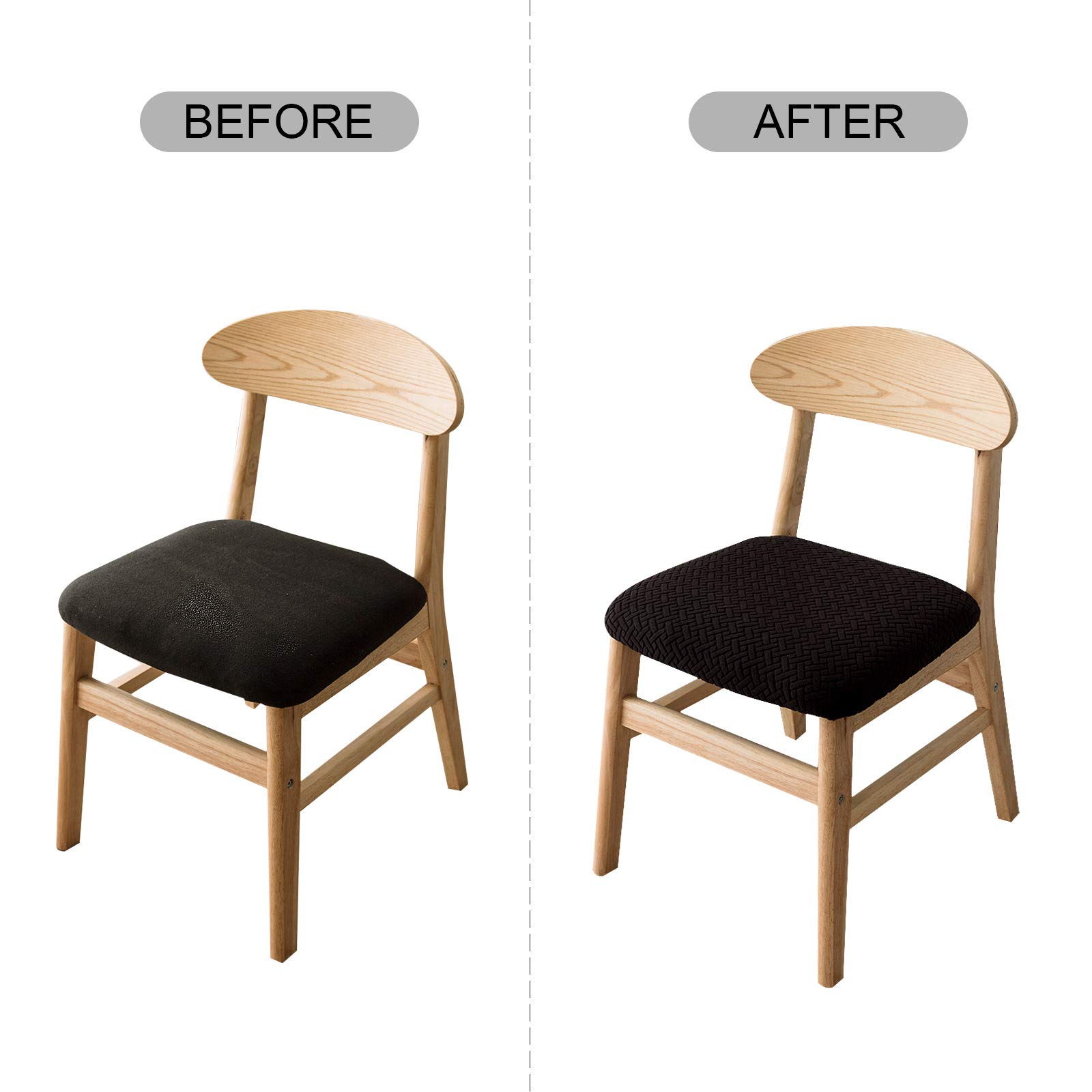 Genina Black Dining Chair Covers (6 Pcs) - Waterproof Kitchen Seat Slipcovers