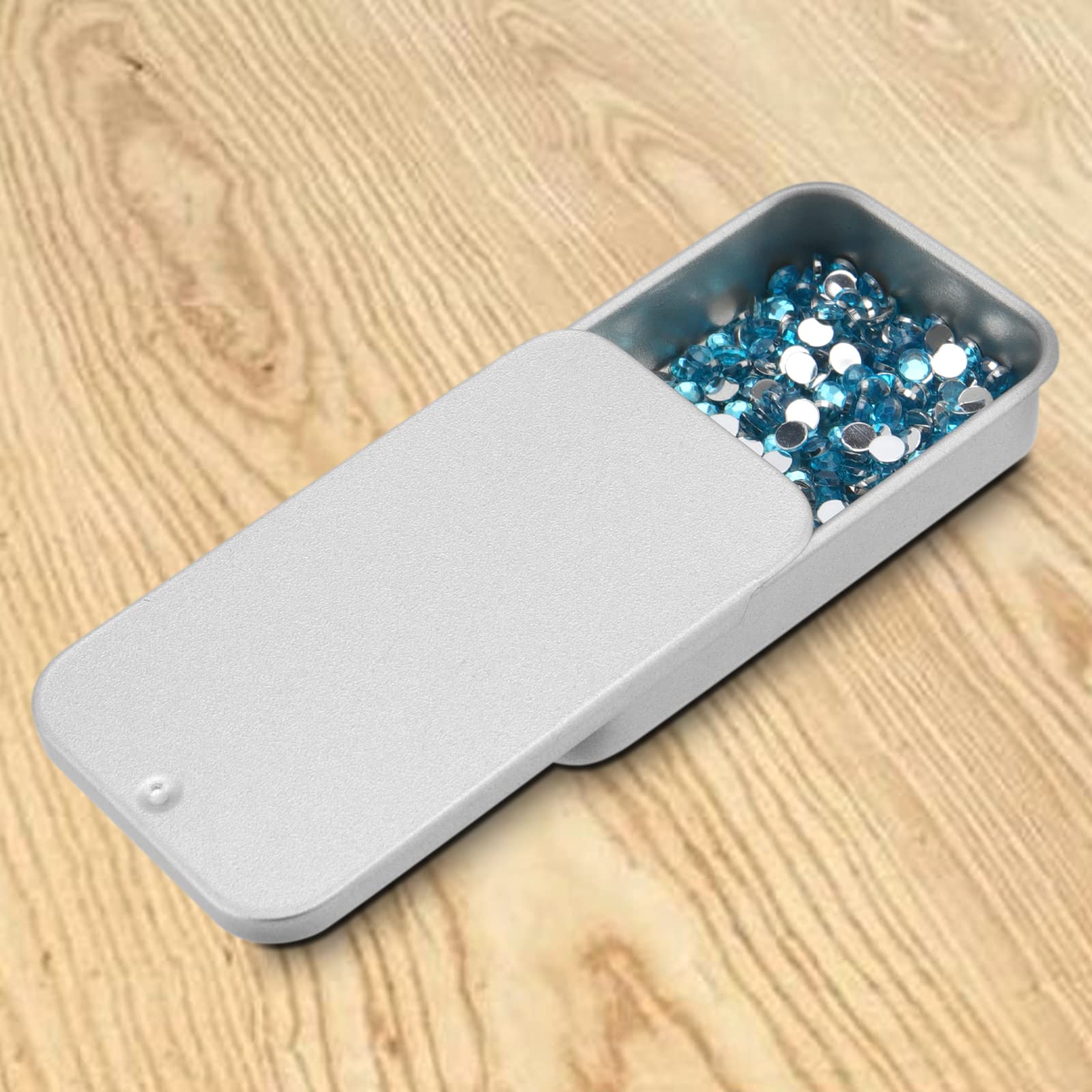 30 Pack Small Silver Metal Tin Containers with Slide Lids - 0.43x2.36x1.34 Inch Rectangular Storage Boxes - 0.5 oz Mini Tins for DIY Crafts, Jewelry Making, Candle Storage, Party Favors & Travel Organizer - Perfect for Beads, Pins, Spices & Essential Oils