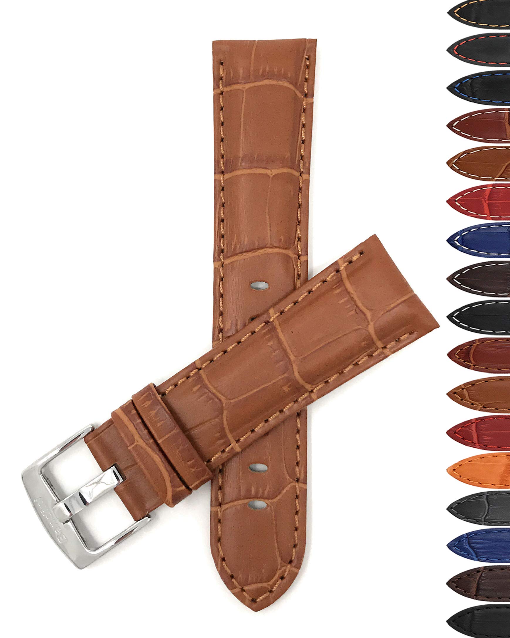 Men's 20mm Alligator Leather Watch Band - Classic & Smart Watch Strap Replacement for Daily Wear
