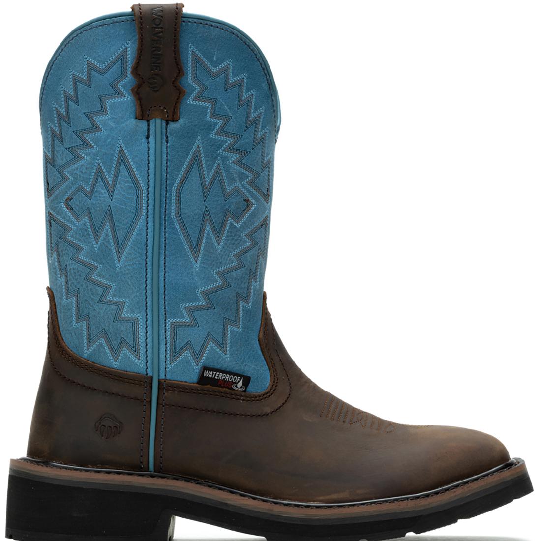Rancher Arrow Women's Steel Toe Pull-On Wellington Work Boots - Waterproof Slip Resistant Safety Shoes for Construction, Gardening & Outdoor Work (Blue)