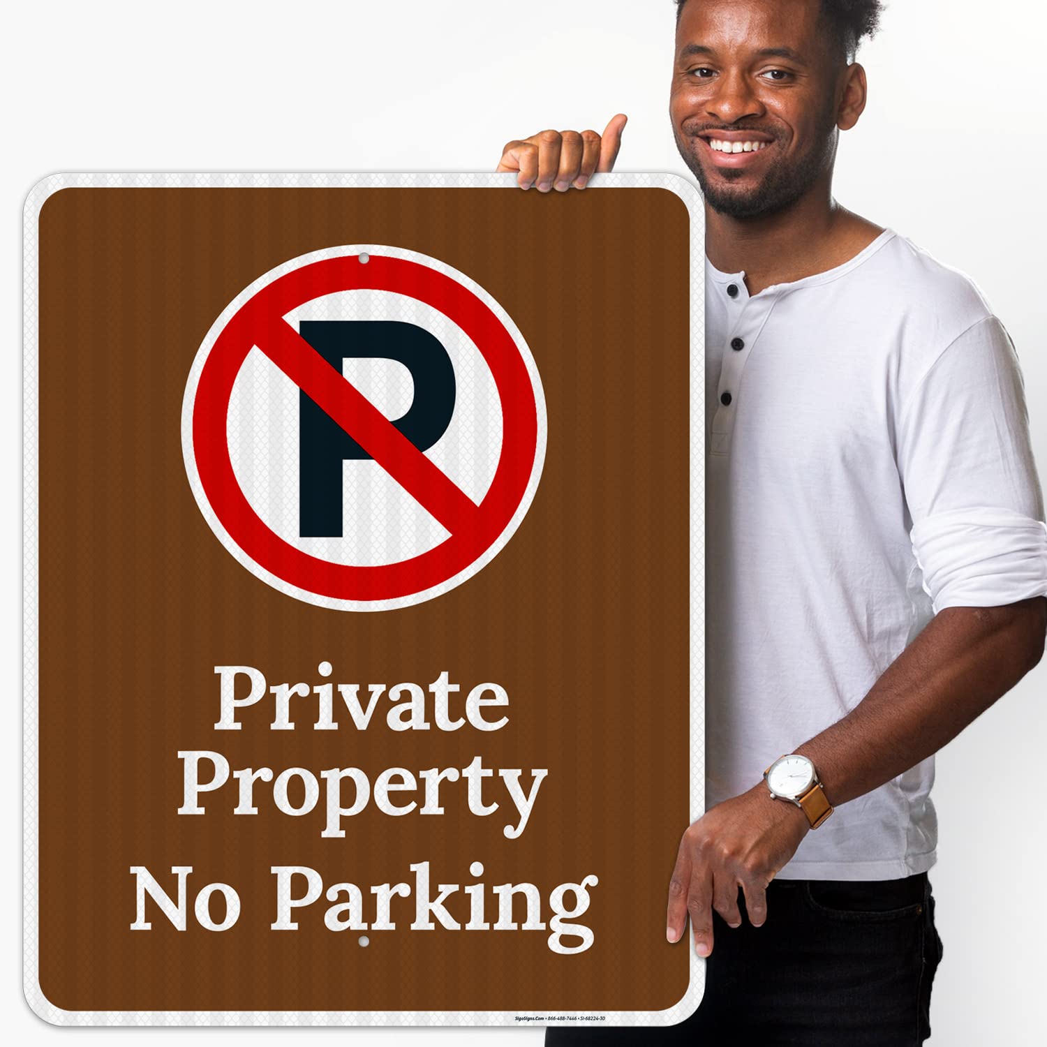 Private Property No Parking Sign - 24x30 Inches, 3M EGP Reflective .080 Aluminum, Fade Resistant, Made in USA - Ideal for Driveways, Parking Lots & Restricted Areas