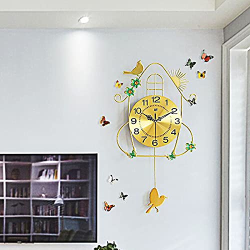 Vintage Birdcage Wall Clock - 28x14 Inch Silent Non-Ticking Metal & MDF Wall Clock with Iron Bracket - Elegant Black Home Decor for Living Room, Bedroom, Office - Perfect for Farmhouse, Industrial & Vintage Style Interiors