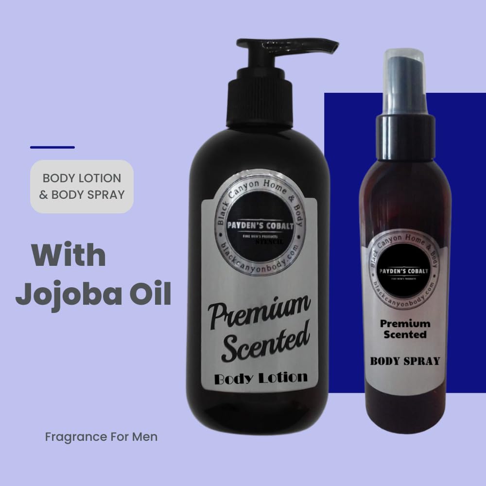 Payden's Cobalt Bay Rum Scented Body Lotion & Spray Gift Set for Men - 8 Oz Moisturizing Lotion & Refreshing Fragrance - Perfect for Daily Use, Gym, Work & Special Occasions